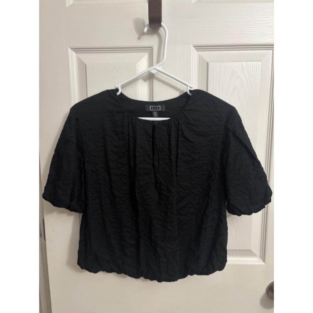AYR | The Puff Puff Sleeve‎ Top Black Crinkle Women's Sz S